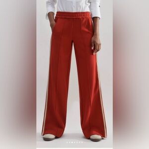 Me + Em wide leg convertible track pant pointe tailoring burnt orange grey 6